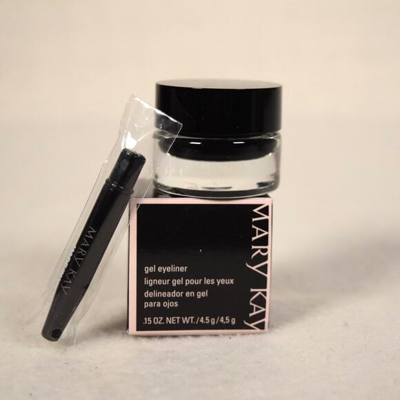 Mary Kay Jet Black #085705 Gel Eyeliner & Applicator .15 oz New in Box NIB - Picture 1 of 8